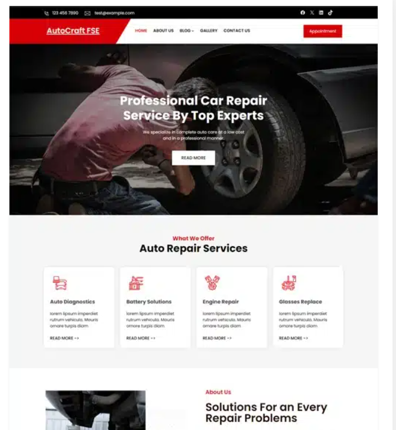 Free Auto Service WordPress Theme