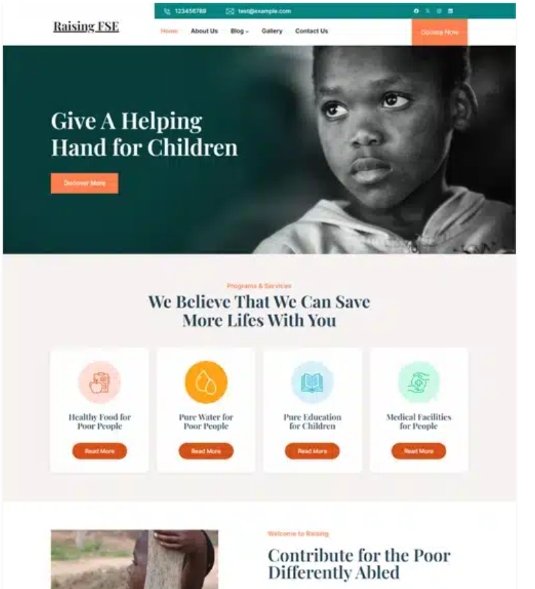 Free Charity Foundation WordPress Theme